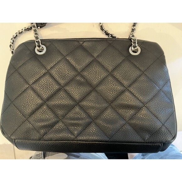 Forever 21 Black quilted Faux Leather shoulder Tote bag Goth Rock Excellent - Picture 4 of 8